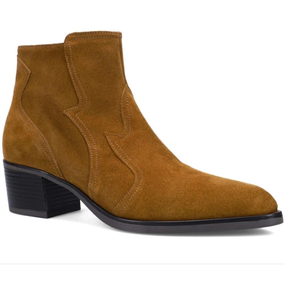 $595 Ron White Wayva Cognac Suede Bootie Womens Size EU 37 US Size 6.5 -7